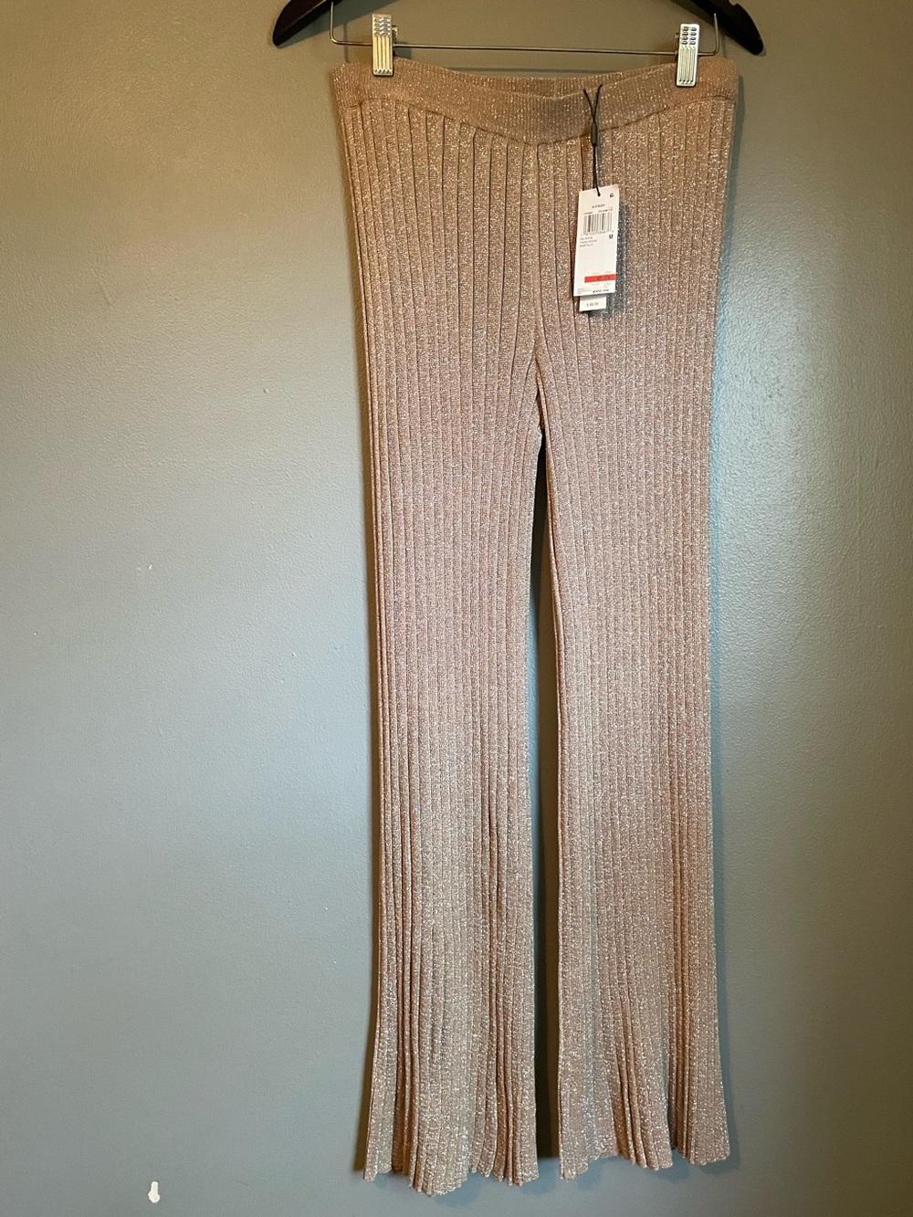 NWT Tahari Sz Med Women’s Metallic Gold Pull-on Lurex Shimmer Pants Ret $88!